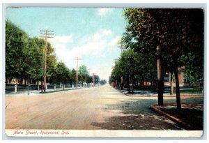 c1910's Main Street Trees Scene Richmond Indiana IN Unposted Vintage Postcard