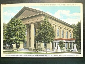 Vintage Postcard 1927 First Baptist Church Columbia South Carolina