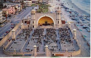 Daytona Beach, Florida/FL Postcard, Bandshell & Beach Aerial