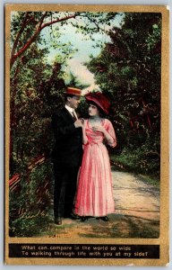 Vtg Romance Walking Through Life With You At My Side Romantic 1910s Old Postcard