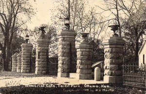 1909, RPPC, Martin Real Photo, Forest Memorial Gate,  Ottawa, KS, Old Post Card