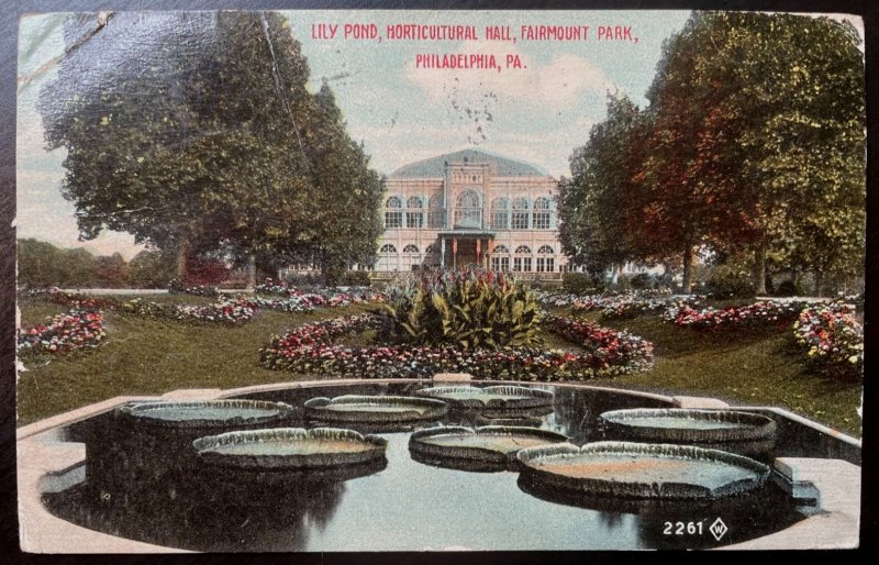Vintage Postcard 1914 Lily Pond, Fairmount Park, Philadelphia, PA