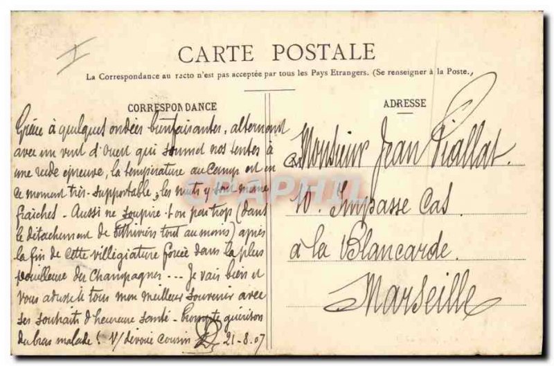 Old Postcard Militaria L & # 39infanterie maneuvers Installing & # 39un bivou...