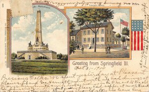 Greetings from Springfield Illinois Lincoln House Monument 1904 postcard