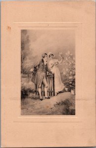 Romantic Couple Black And White Vintage Postcard 09.77