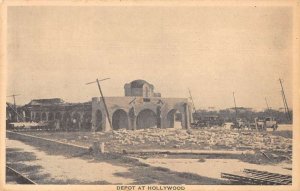 Hollywood California Train Station Ruins Earthquake Disaster Postcard AA13355