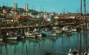 Vintage Postcard Fishing Boats At Anchor Along The Lagoon A Fisherman's Wharf CA