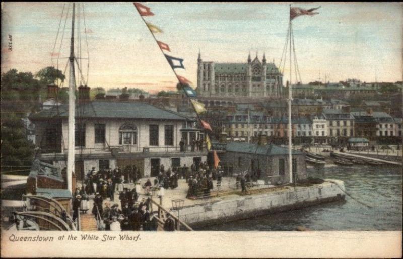 Queenstown Ireland White Star Steamship Wharf c1910 Postcard