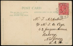 Castlemilk House, Rutherglen. Scotland. 1907 Rutherglen cancel. Marcuse, Day Co.