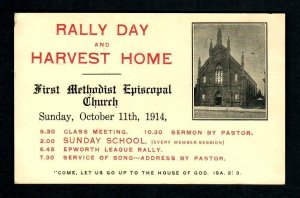 #60 Rally Day and Harvest Home First M.E. Church Oct. 11th 1914 Unused