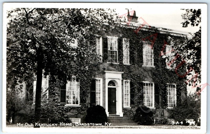 c1940s Bardstown, KY RPPC Old Kentucky Home Real Photo Colonial House Cline A164