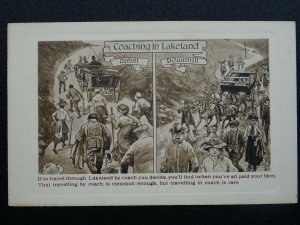 Cumbria COACHING IN LAKELAND UPHILL & DOWNHILL c1920s Comic Postcard Valentine