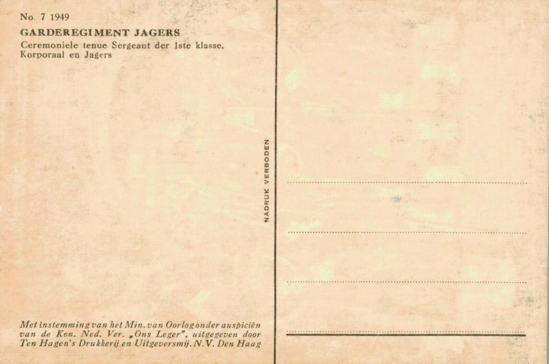 Military postcard Garderegiment Jagers Ceremoniële tenue 02.14