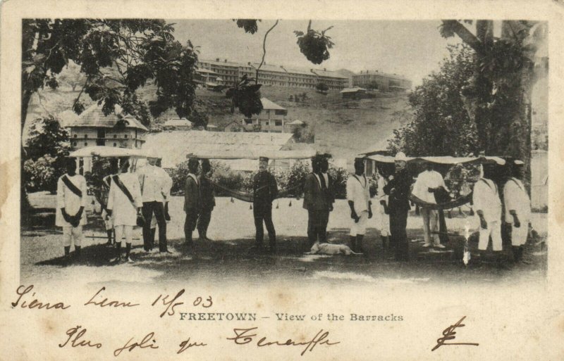 PC CPA SIERRA LEONE, FREETOWN, VIEW OF THE BARRACKS, Vintage Postcard (b24763)