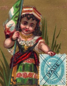 1880s Victorian Trade Cards Postage Stamps Countries Cute Girls #2 Lot Of 8 F132