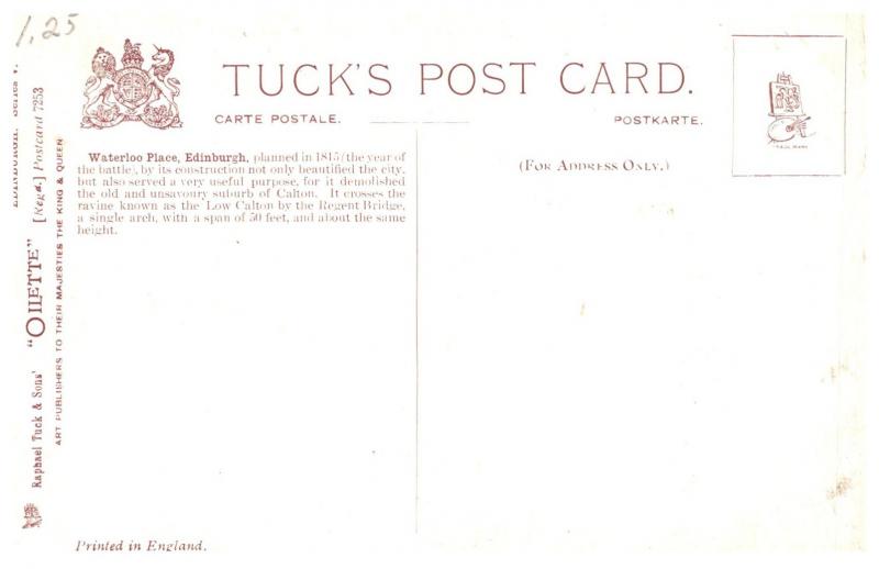 Scotland Edinburgh , Tuck's no.7253 Gen. Post office and Waterloo Place