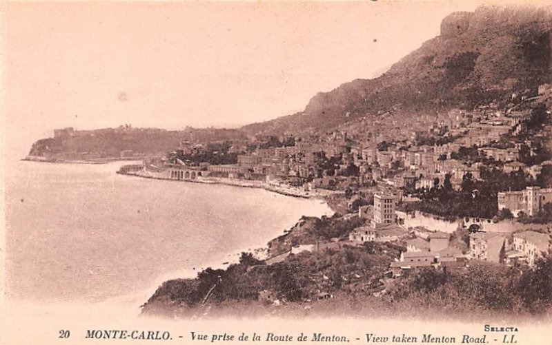 Vue prise de la Route de Menton Monte Carlo Unused 