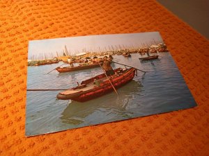 1973 Fishing Center, Hong Kong, China Air Mail Boats Continental Chrome Postcard