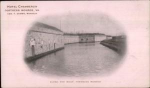 Fortress Monroe VA Along the Moat Hotel Chamberlin c1900 Private Mailing Card