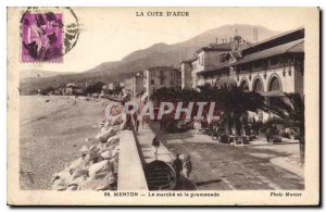 Old Postcard Menton and walking the walk