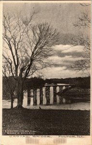 View of Cattail Bridge, Fulton IL Vintage Postcard R39