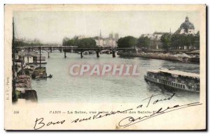 Old Postcard The Seine Paris View from the Bridge of Saint Peres Notre Dame