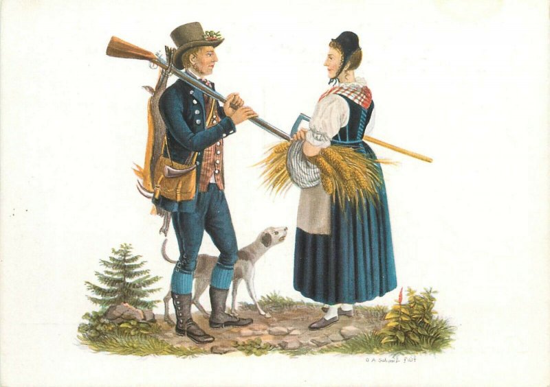 Switzerland swiss early folk costumes ethnic types Graubunden