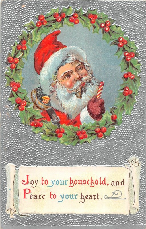 G69/ Santa Claus Christmas Postcard c1910 Candy Smoking Pipe 2