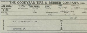 1956 Goodyear Tire & Rubber Company, Inc Piedmont Rd Atlanta GA Invoice 415