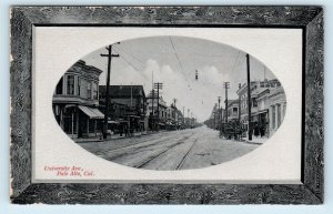 PALO ALTO, CA California ~ UNIVERSITY AVENUE Street Scene c1910s Glosso Postcard