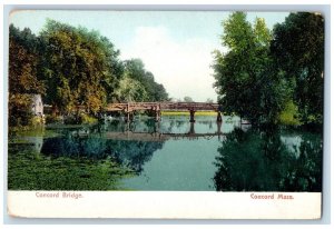 c1905's Concord Rustic Bridge River Grove Concord Massachusetts Antique Postcard