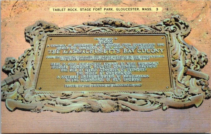 Massachusetts Gloucester Stage Fort Park Tablet Rock