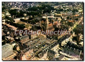 Modern Postcard Lisieux By Plane On The Cathedral St Pierre and Place Thiers