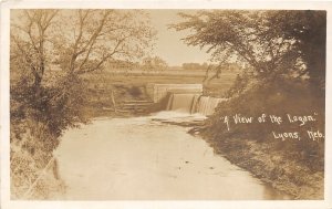 J12/ Lyons Nebraska RPPC Postcard c1910 Logan Dam Waterfall 211