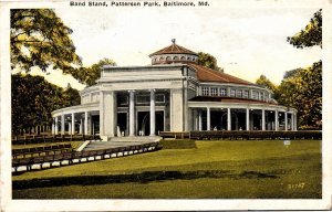 Postcard MD Baltimore Patterson Park Band Stand