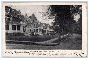 1910 Leicester Street Port Chester New York NY, Tree-lined Antique RPO Postcard 