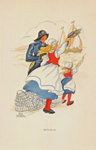 BOHUSLAN SWEDEN~FISHERMAN-NATIONAL COSTUME~AINA STENBERG ARTIST DRAWN POSTCARD