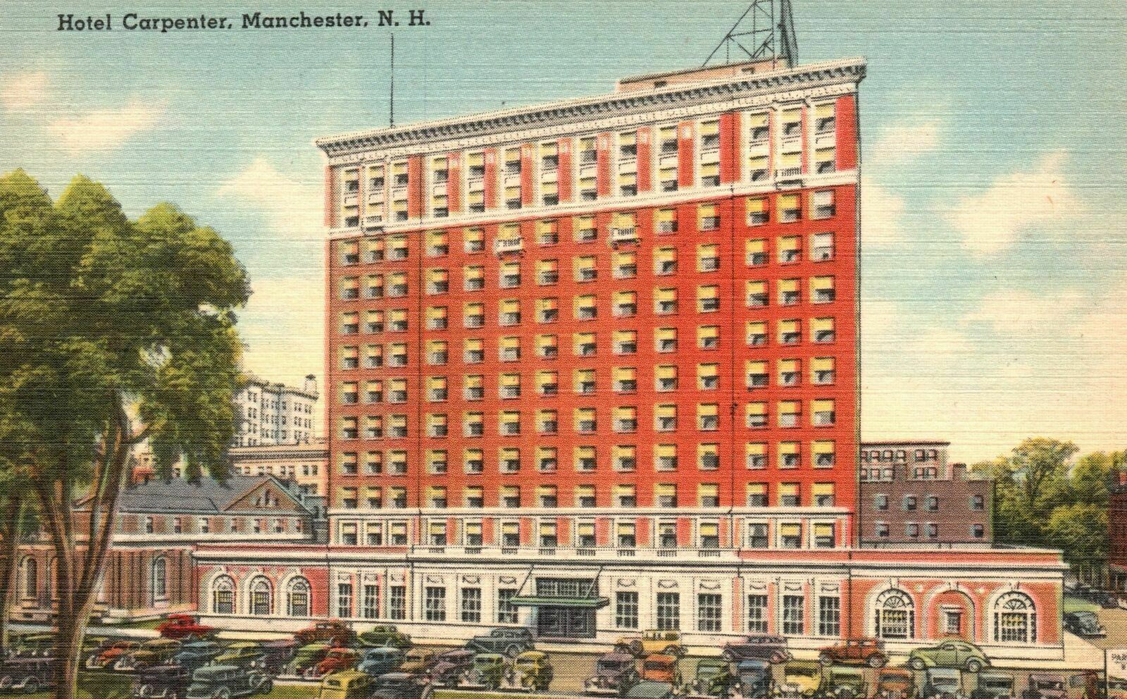 Vintage Postcard 1930's Hotel Carpenter Manchester New Hampshire