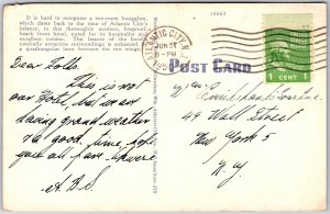 Atlantic City New Jersey NJ, 1950 Hotel Dennis Building at Night, Postcard