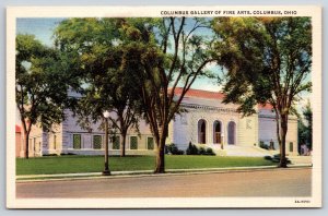 Columbus Ohio~Street View Of Gallery Of Fine Arts~Colortone~Vintage Linen PC