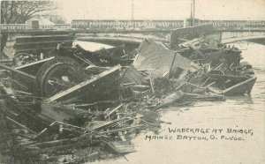 C-1910 Dayton Ohio Wreckage Bridge Main Street Postcard Haenlein 20-5571