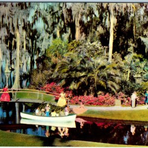 c1950s Cypress Gardens, FL Colorful Canoe Beautiful Women Postcard Lovely A41