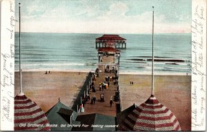 VINTAGE POSTCARD THE PIER AND OCEAN VIEW AT OLD ORCHARD MAINE MAILED IN 1907
