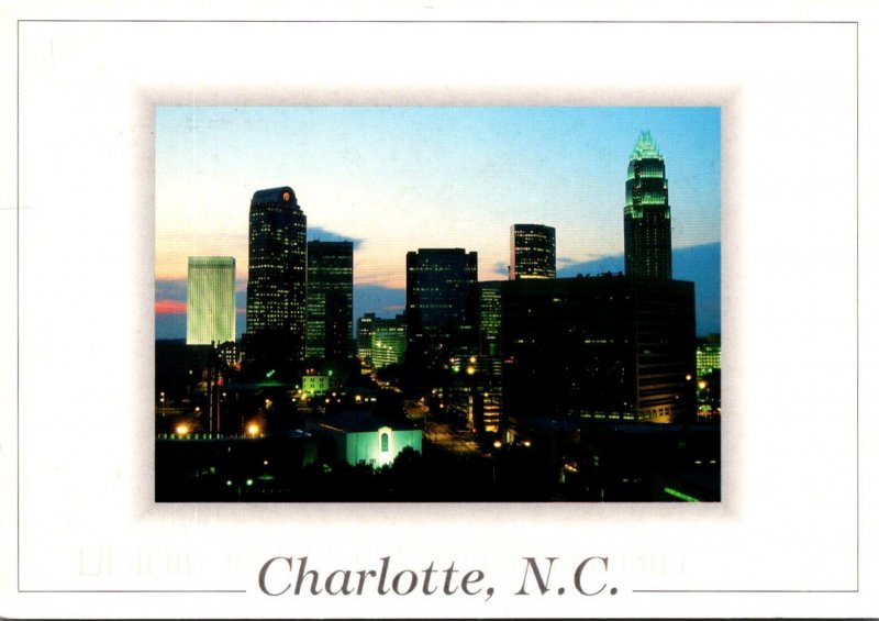 North Carolina Charlotte Skyline At Twilight 1998