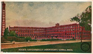 Vintage Postcard 1920's Hood's Sarsaparilla Laboratory Lowell Massachusetts MA