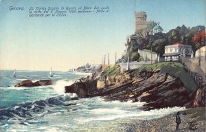 A017 Italy Genova La storico Scoglio di Quarto al Mare sea vintage postcard