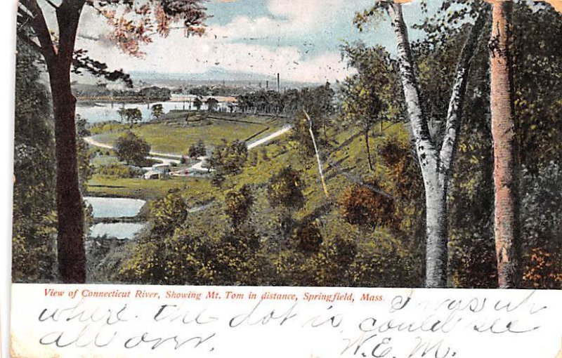 View of Connecticut River showing Mt. Tom in distance - Springfield, Massachu...