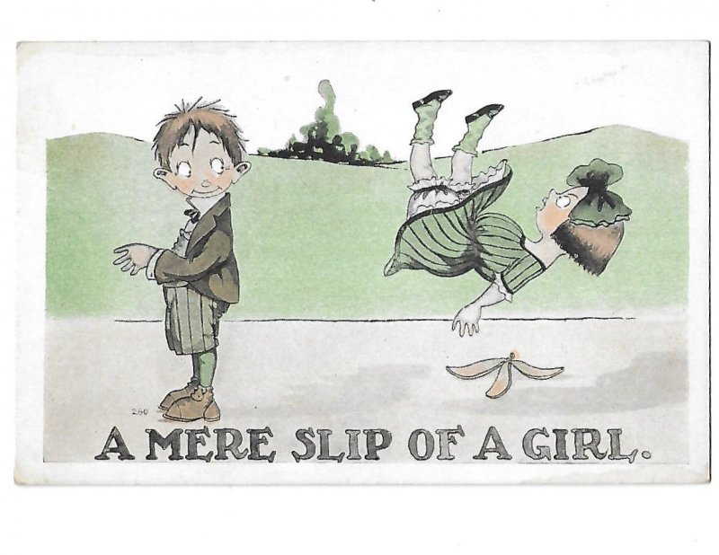 A Mere Slip of a Girl  A Girl who has Slipped on a Banana Peel c1910