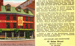 Vintage Postcard Ye Olde Oyster House near Faneuil Hall Boston Massachusetts MA