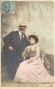 Vintage Postcard Une Coupe De Champagne Lovers Happy Moments Love Romance